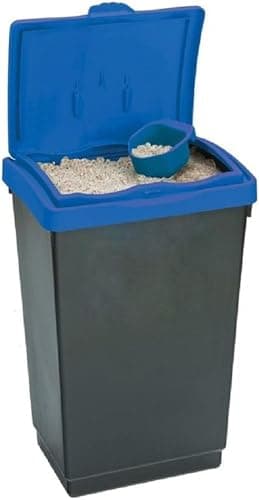 Image of Chabrias Ltd 47 Litre Dry Winter Salt Storage Bin – Plastic Box Container with Blue Scoop & Lid – Weatherproof Grit, Rock Salt & De-Icer Storage