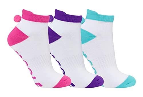 Image of Surprizeshop Ladies Golf Socks (3 Pack) | Pom Pom | Cushioned Sole | Extended Tab at rear | One Size UK 4-7 | Compression Fit for Support & Comfort | Womens Golf Socks (Multi Plain)