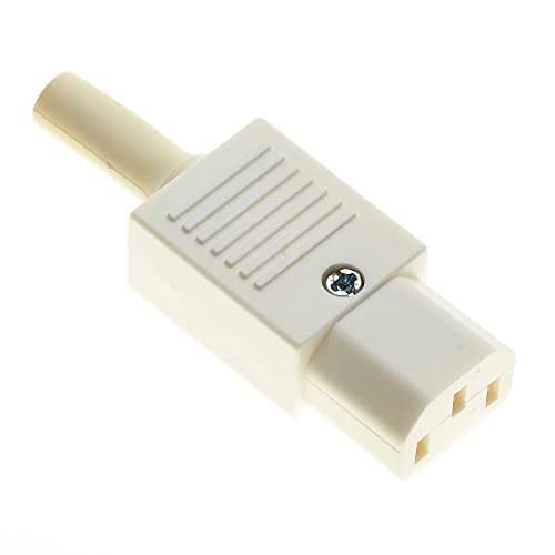 Image of C13 Rewireable IEC Connector, 10A Straight, White - IEC320-C13 Connectors 3 Terminals Female Power Adapter Connector Pins Inline Plug Socket