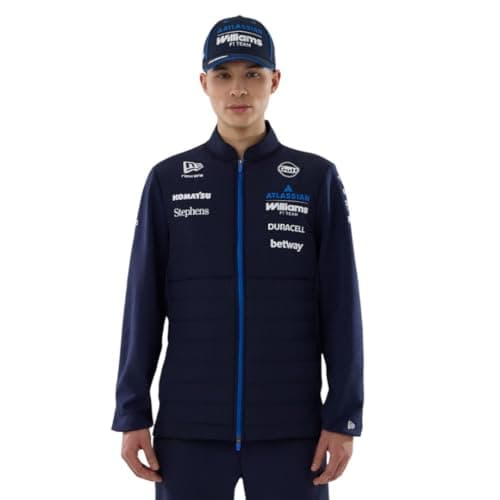 Image of New Era Williams Racing F1 Team, Official 2026 Collection, Full Zip Hybrid Jacket, Navy Blue (UK, Alpha, XL, Regular, Regular)