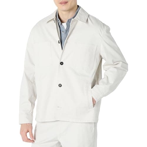 Image of Amazon Essentials Men's Relaxed-Fit Stretch Cotton Utility Jacket, Stone, L
