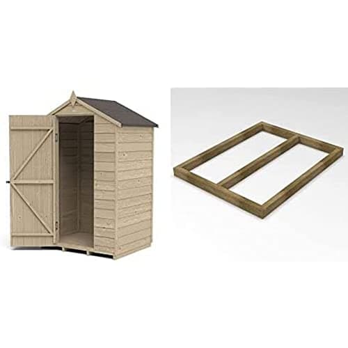 Image of Forest Garden Overlap Pressure Treated 4 x 3 Apex Shed, No Window with 4 x 3 Shed Base for Forest Overlap Sheds