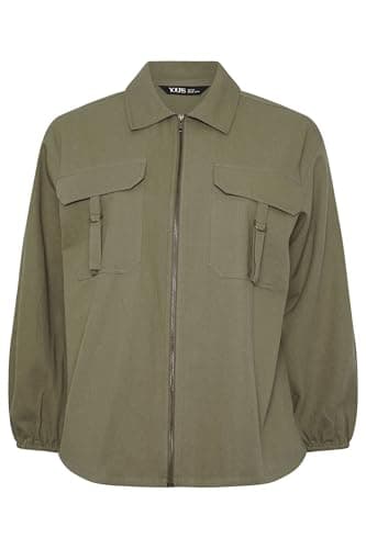 Image of Yours Curve Green Utility Shacket - Women's - Plus Size Curve