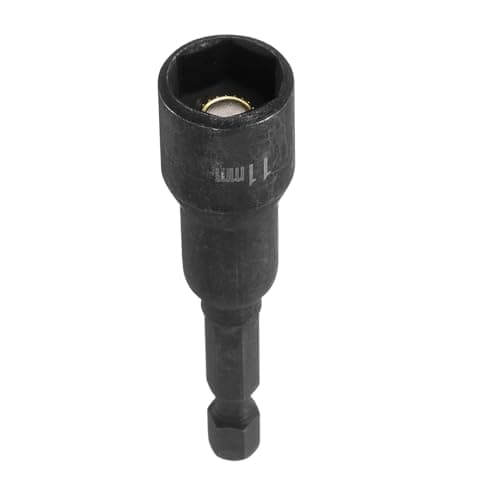 Image of sourcing map Magnetic Nut Driver 11mm Hex Drive Socket CR-V Steel Power Screw Drill Bits Socket Wrench Tools with 1/4" Quick Change Hex Shank for Power Drills Impact Drivers, Black