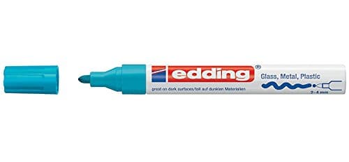 Image of edding 750 gloss paint marker - light blue - 1 paint marker - round nib 2-4 mm - paint pen for glass, pebbles, wood, plastic, paper - waterproof, high coverage