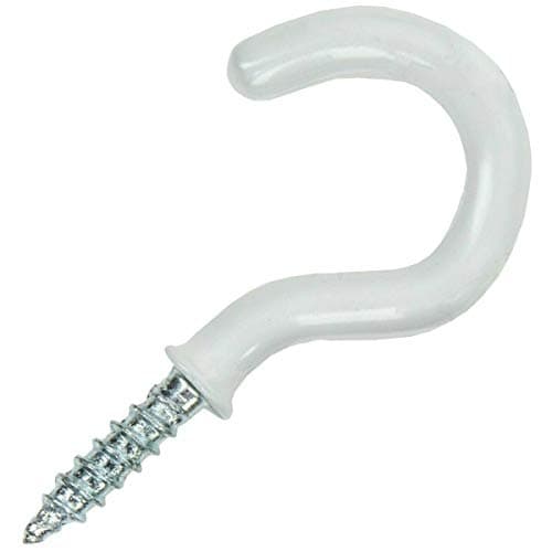 Image of Merriway® BH00040 (25 Pcs) Plastic Coated Shouldered Mug Cup Hooks, White 25 mm (1 inch) - Pack of 25 Pieces