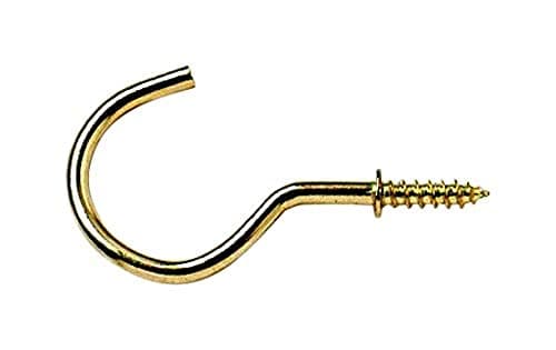 Image of Merriway BH03806 (100 Pcs) Electro Brass Plated Shouldered Cup Hooks, 15 mm - Pack of 100 Pieces