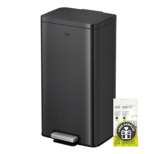 Image of EKO Madison Kitchen Trash Can 30L with Pedal | Stainless Steel Anti-Fingerprint and Soft Close | Compact Waste Bin with Bags Included | Elegant and Robust Design