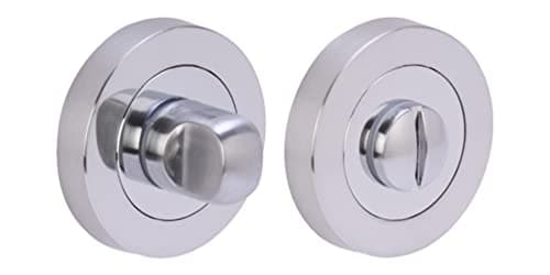 Image of Hunta HANDLEZONE® Bathroom Toilet Door Thumbturn and Release Set - Dual Finish Polished/Satin Chrome