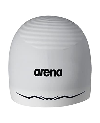 Image of Arena Silicone Racing Swim Cap Men and Women Aquaforce Wave Hydrodynamic Performance Competitive Intensive Swimming, White, Large