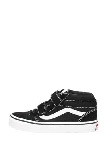 Image of Vans Unisex Kids Ward Mid V-Velcro Sneaker, Suede Canvas Black White, 3 UK
