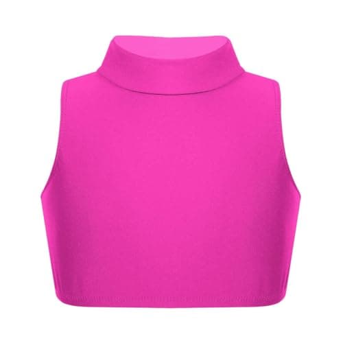 Image of Hamishkane® Girl Sleeveless Running Vest Tank Tops, Kids Gymnastics Crop Tops, Plain Stretchy Sports Vest Top, Yoga Dance Girls' Vests Tops Neon Pink