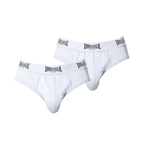 Image of Lonsdale Mens 2Pk Brief Underwear Briefs Elasticated Waist White L