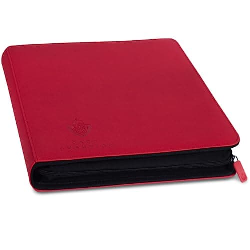 Image of Card Guardian 12 Pocket Card Binder with Zipper – Premium Trading Card Binder Holds 480 Cards – Side-Loading TCG Binder for MTG, Lorcana, Match Attax, One Piece & More (Red)