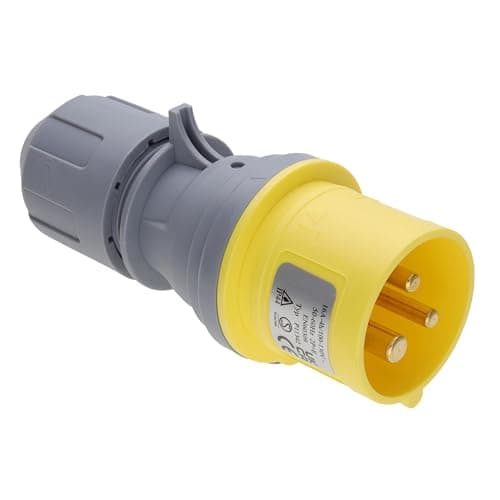 Image of kenable PRO Rewireable Industrial Site Power Plug 110V 16A Yellow IP44 2P+E Cable Mount Connector for Workshop Construction and Outdoor Use