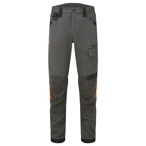 Image of Portwest EV441 EV4 Stretch Work Trousers Ultra Four Way Stretch Nylon Fabric Laser Cut Ventilation Knee Pad Pockets Utility Compartments Inner Boot Clip Triple Stitched Seams, Tall, Metal Grey , 36