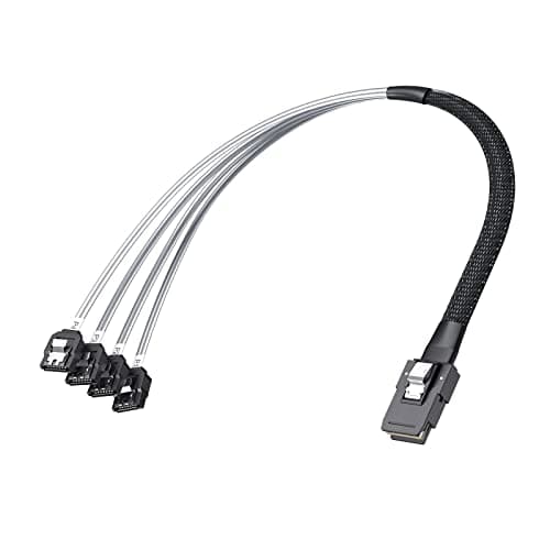 Image of ipolex SFF-8087 to 4x SATA cable, 36Pin SFF-8087 Host/Controller to 7Pin SATA Target/Backplane, Compatible with PERC H310, RAID Controller, 0.5 meter (1.65ft)