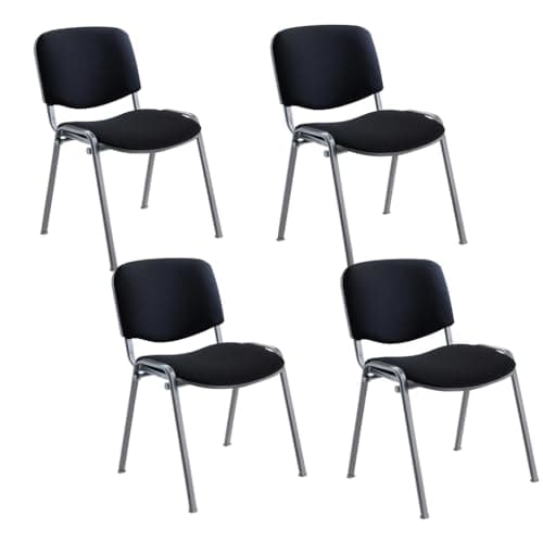 Image of Office Hippo Heavy Duty Stackable Reception Chair, Black Frame, Fabric, Black, Pack of 4