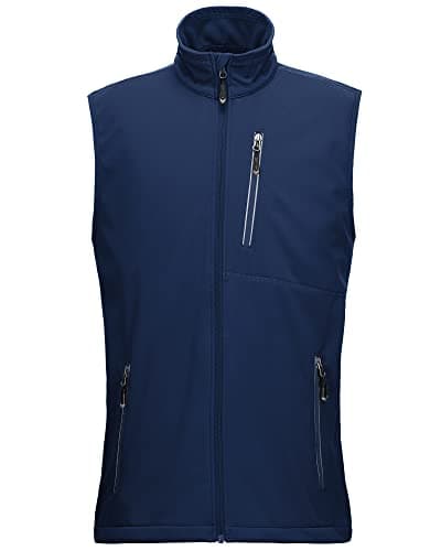 Image of 33,000ft Men's Lightweight Softshell Gilet, Windproof Waterproof Outerwear Vest Gilets Sleeveless Jacket for Cycling Running Hiking Golf Travel Navy Blue XL