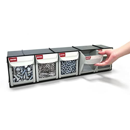 Image of SHUTER System multibox, Tilt Out Storage Container System, Dental Small Parts Organizer with 5 Drawers, Plastic Tip Out bin, Small Tools, Garage mountable Bins, Black FO-605-BK