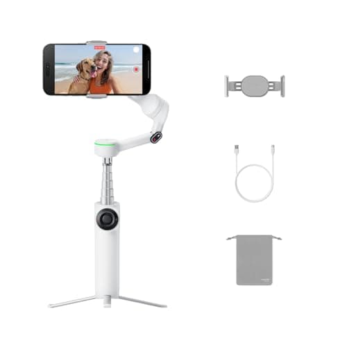 Image of Insta360 Flow 2 Pro White - Foldable AI Phone Gimbal, Track in 200+ Apps With Apple DockKit, Multi-Person Tracking, 360º Pan Tracking, Built-In Tripod/Selfie Stick, iPhone/Android Portable Stabilizer