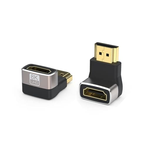 Image of SOMDARHK 8K HDMI Adapter 2 Pack, 90 Degree HDMI Angle Adapter, HDMI 2.1 Male to Female Connector Extender Down, Supports 8K@60Hz for Monitor, Laptop, Projector