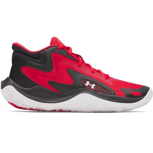 Image of Under Armour Unisex Jet 25, Durable and Comfortable Basketball Shoes with Rubber Outsole, Basketball Trainers with Cushioned Micro G® Midsole,Red / Black / White,8