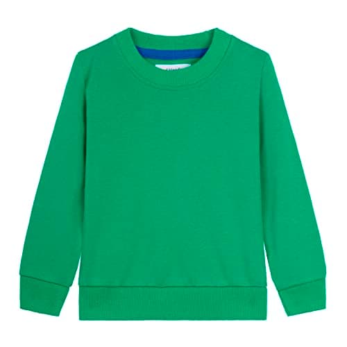 Image of Mud Kingdom 2 Years Girls Sweatshirt for Toddler Girl Crew Neck Sport Tops Terry Solid Pullover Plain Cotton Green