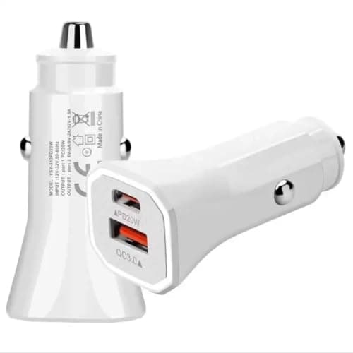 Image of Orco USB C Car Charger 20W PD 3.0 & QC 3.0 Fast Charge Adapter, Dual Port Metal Cigarette Lighter USB Charger for iPhone 15 14 13 12 Pro Max, Samsung Galaxy, iPad, Android Tablets & Laptops, White