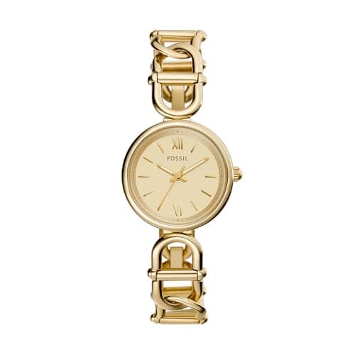 Image of Fossil Carlie Watch for Women, Gold Tone Quartz Three Hand Movement with Stainless Steel Strap,Metallic Gold