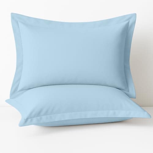 Image of Comfort Beddings Heavy Quality 600 Thread Count 100% Egyptian Cotton Oxford Light Blue Extra Large Pillow Case Pair 22" x 31"