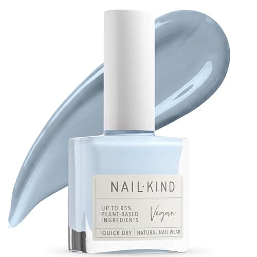 Image of Blue Nail Polish Lost in Your Eyes 8ml Vegan Nail Varnish – High Shine Finish, Quick Drying Long Lasting Chip Resistant Manicure, Low Chemical Formula, PETA & Halal Certified, NailKind