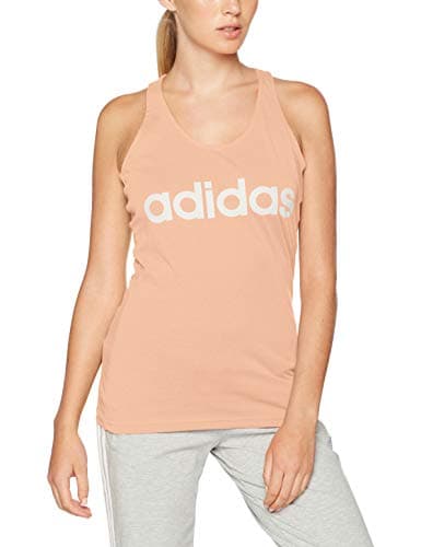 Image of adidas Women's Essentials Linear Slim Tank Top, Pink (Haze Coral), L
