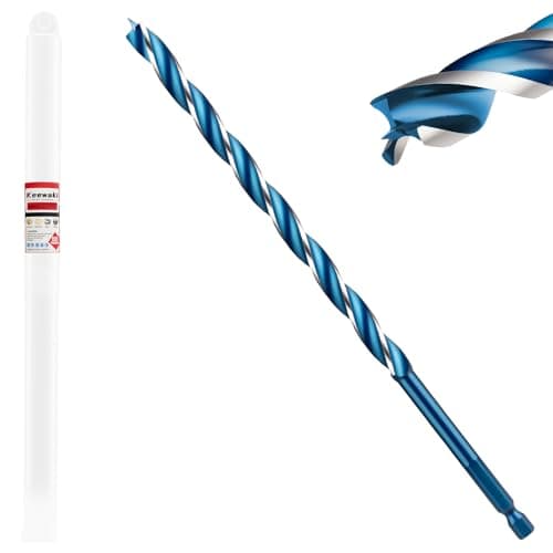 Image of Keewaki 12mm x 230mm 3-Flute Auger Drill Bit for Wood – Extra Long Wood Drill Bits with Hex Shank, Heavy Duty Spiral Bit for Fast & Clean Deep Hole Drilling in Timber