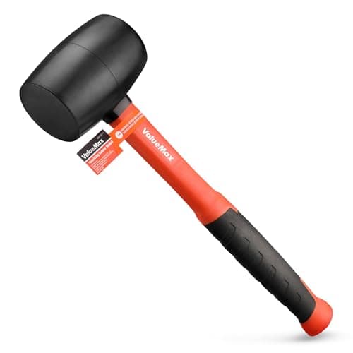 Image of ValueMax Rubber Mallet 16oz/ 450 g, Mallet Hammer with Solid Rubber Head and Fiberglass Shaft, Durable Rubber Hammer with Ergonomic Soft Grip, Ideal for Tiling, Bricklaying, Basic Home Maintenance
