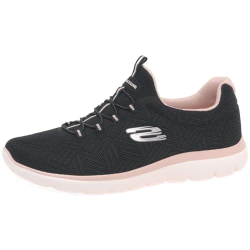 Image of Skechers Womens Summits Artistry Chic Sneaker, Black Mesh Light Pink Trim, 7 UK
