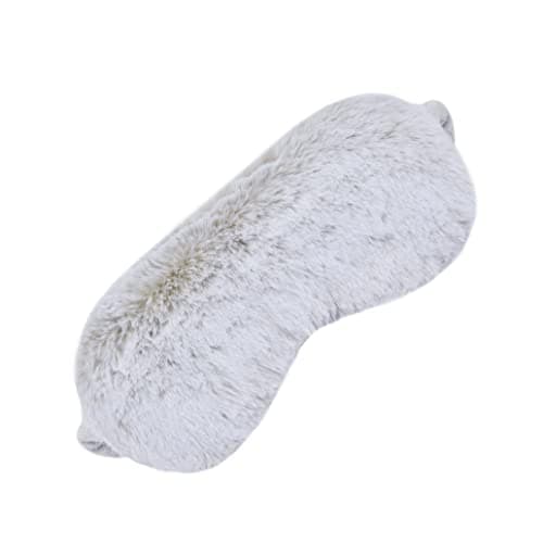 Image of Sleepdown Faux Fur Rabbit Sleep Eye Mask Cover Blindfold Light Blocking Travel Super Soft Cosy Comfortable for Men and Women - Cream - (21cm x 9cm)