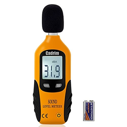 Image of Cadrim Digital Sound Level Meter Portable Sound Meter Data Logger Decibel Noise Meter Tester 30-130dB Auto OFF Alarm Function Max/Min Hold Sound Measure LCD Screen 9V Battery Noise Measurement Tester