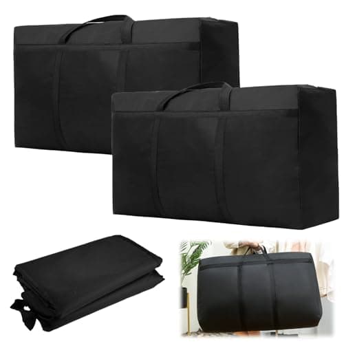 Image of 2 Pieces Storage Bags 160L Clothes Storage Bag 90 x 55 x 27 cm Large Moving Bag Waterproof Laundry Bags with Zips & Handles Oxford Heavy Duty Moving House Organizers Strong Packing Boxes for Bedding