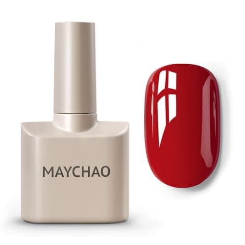 Image of MAYCHAO Gel Nail Polish, 15ML Red Gel Polish, Soak Off UV LED Red Nail Varnish Nail Art Starter Manicure Salon DIY at Home, 0.5 OZ