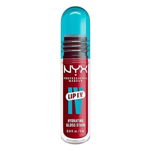 Image of NYX Professional Makeup Lip Gloss and Lip Stain, Lip IV Hydrating Gloss Stain, Up to 12 Hour Hydration, High Pigment, Wet Shine Finish, Shade: Red-y,Set,Wet!