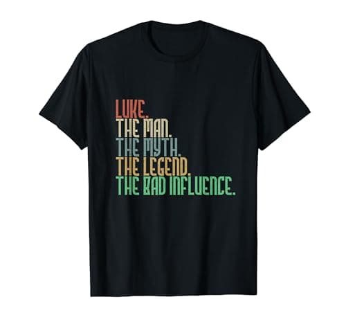 Image of Luke Man Myth Legend Bad Influence Funny Distressed Name T-Shirt