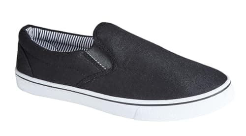 Image of Urban Jacks Mens Canvas Mesh Slip On/Lace-up Espadrilles Casual Low Top Plimsoll Trainers Size 7-12 (Black/White, UK Footwear Size System, Adult, Men, Numeric, Medium, 11)