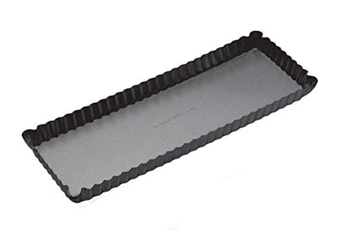 Image of MasterClass Loose Bottomed Tart Tin with PTFE, PFOA and BPA Free Non Stick, Robust 1mm Thick Carbon Steel, 14 x 5 Inch Fluted Rectangular Quiche Pan