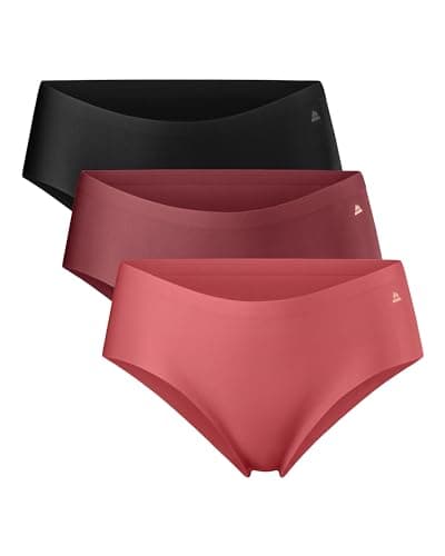 Image of DANISH ENDURANCE 3 Pack Women's Invisible Hipster Panties, Sport Knickers, No-Show Underwear, Multicolour (1x Black, 1x Blush, 1x Ruby), L