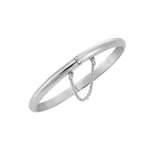Image of Silverly Round Hinged 925 Sterling Silver Bangles for Women Solid 925 With Chain - Classic Silver Bangle - Simple Elegant Mum Auntie Birthday Gifts - Sterling Silver Bracelet