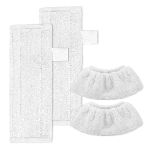 Image of KEEPOW 2+2 Pack Steam Mop Pads Compatible with Karcher EasyFix SC2, SC3, SC4, SC5 Steam Cleaner, Replacement Mop Cloths and Nozzle Pads, Steam Mop Accessories