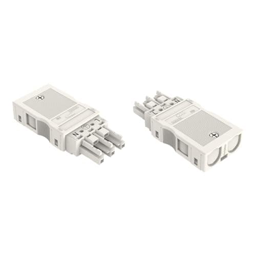 Image of WAGO WINSTA® MIDI 3-Pole Pluggable Connector, 25A, 450V, Push-in CAGE CLAMP, White, 1 x Plug 1 x Socket 2 x Strain Relief Housing and 1 x locking lever, 770-099/K000-0005