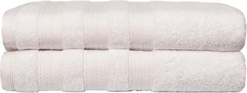 Image of MELLUVA Bath Towels, 2 Pack | 100% Turkish Cotton | Highly Absorbent Heavyweight 600 GSM | Soft Smooth Bathroom Shower Towels | Sustainably Made | White