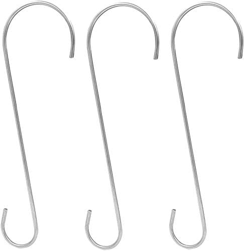 Image of garden mile 3 Pack Stainless Steel S Shaped Hooks for Bird Feeder, Plants, Baskets, Lanterns and Bikes - 12"